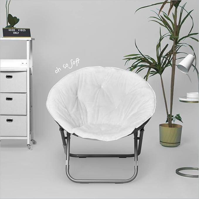 Urban Lifestyle Faux Fur Saucer Chair White