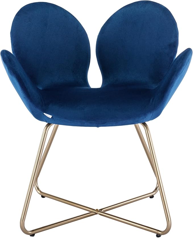 Modern Velvet Accent Chair Comfy Cute Upholstered Vanity Desk Chair wMetal Legs Soft CushionArmchair for Living Room 2PCSet