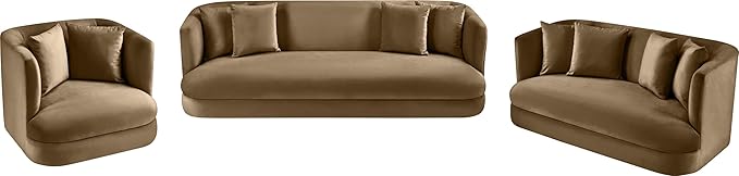 Meridian Furniture 699Beige-C Alder Collection Modern | Contemporary Chair with Ultra Luxe Beige Velvet 460 GSM Velvet Solid Wood Frame 38 W x 36 D x 30 H Beige