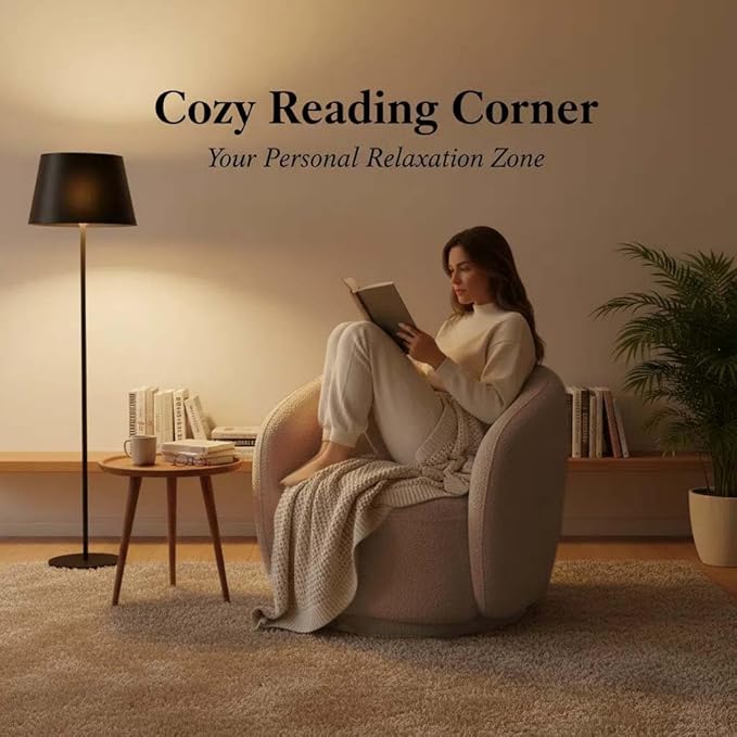 Modern Boucle Swivel Accent Chair Oversized Round Swivel Barrel Chair No-Assembly Single Sofa Chair with Thick Foam Comfy Cloud-Style Boucle Chair for Living Room &amp Bedroom Beige Round Chair