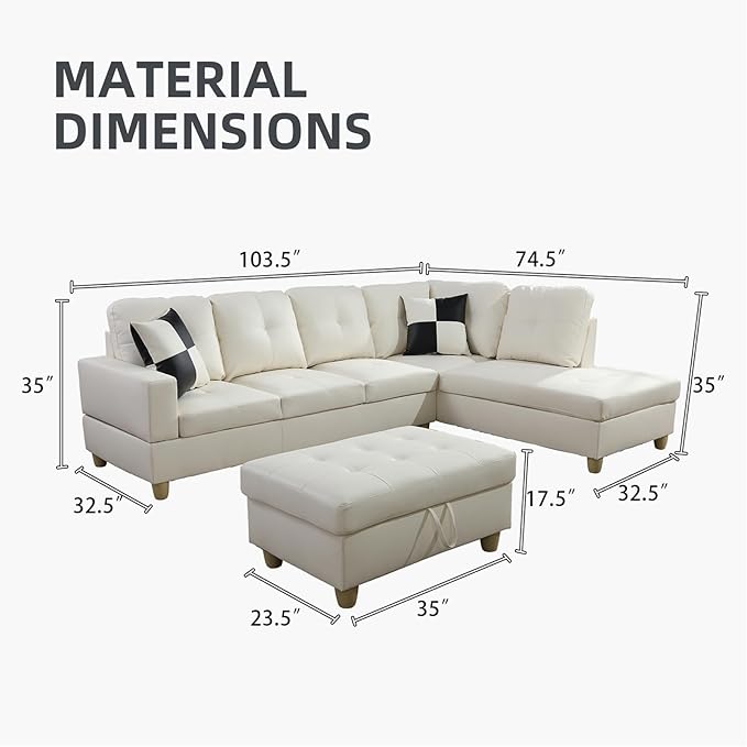 L Shaped Sectional Couch with Storage Ottoman Modern Nailhead Comfy Lounge Sofa with Reversible Cup Holder &amp Chaise 97 4 Seat Modular Sofá for Living Room Apartment Amaranth