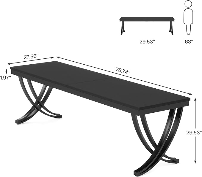 Tribesigns 2 Person Computer Desk 78.7-Inch Extra Long Desk Large Double Desk for Two People Workstation with Stylish Legs (Black)