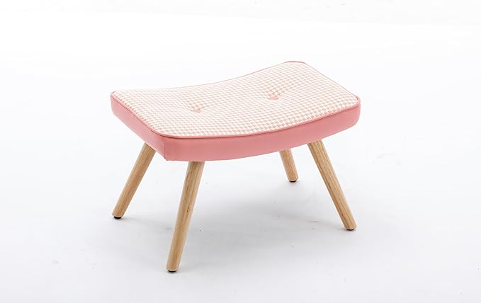 Generic Wooden Step OttomanWooden Step Stool for AdultsSquare Cushion Foot StoolSmall Stool with Non Slip PadWood Stool Suitable for Bedroom Living Room and KitchenPink