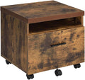 Weathered Oak and Black 1-Drawer Small File CabinetUnder DeskOffice Filing Organization Storage Cabinets