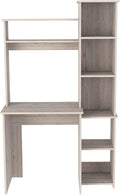 Light Gray Desk with 5 Cubbies - Compact Home Office Computer Desk