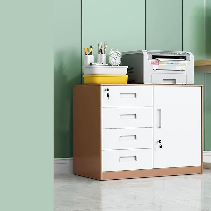 Office Filing Cabinet with Locking Tin File Cabinet Multi Drawer Storage Cabinet Floor Low Cabinet (Color : Coffee Color)