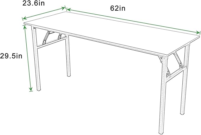 SogesGame Computer Desk62 Inch Large Desk Modern Simple Style Folding TablesHome Office Writing Desk Space Saving Foldable Table No Install Needed AC5BB-157-S8-US