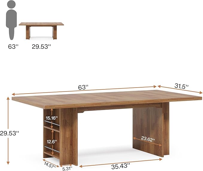Tribesigns 62.99-Inch Computer Desk Modern Executive Office Desk with Storage Shelves Large Long Writing Table for Office Study Room Light Brown