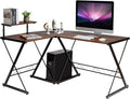 POWERSTONE L Shaped 58 Work from Home Computer Desk Rustic Writing Office Workstation Corner Curved Gaming Table with Monitor Stand and Storage Shelve