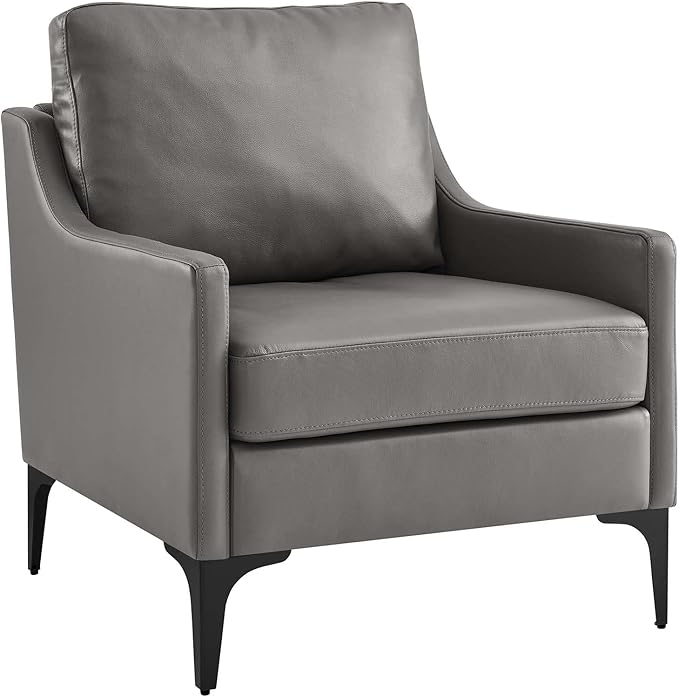 Modway EEI-6022-GRY Corland Leather Armchair Gray