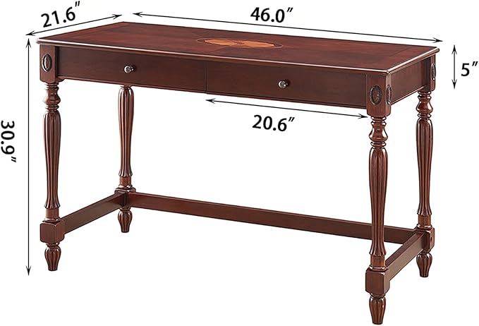 Computer Desk Office Table with 2 Drawers 39.37 Solid Wood Study Writing Desk Workstation with Storage SpaceMid-Century Vanity Dressing Table for Home OfficeCherry Walnut SSZ1533WD