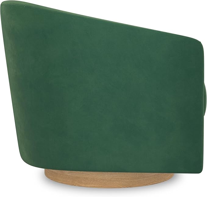 Swivel Accent Chair Upholstered Modern Barrel-Curved Arm Chair Velvet Fabric Comfty Sofa Reading Chair with Solid Wood Base for Living Room Bedroom Club Forest Green