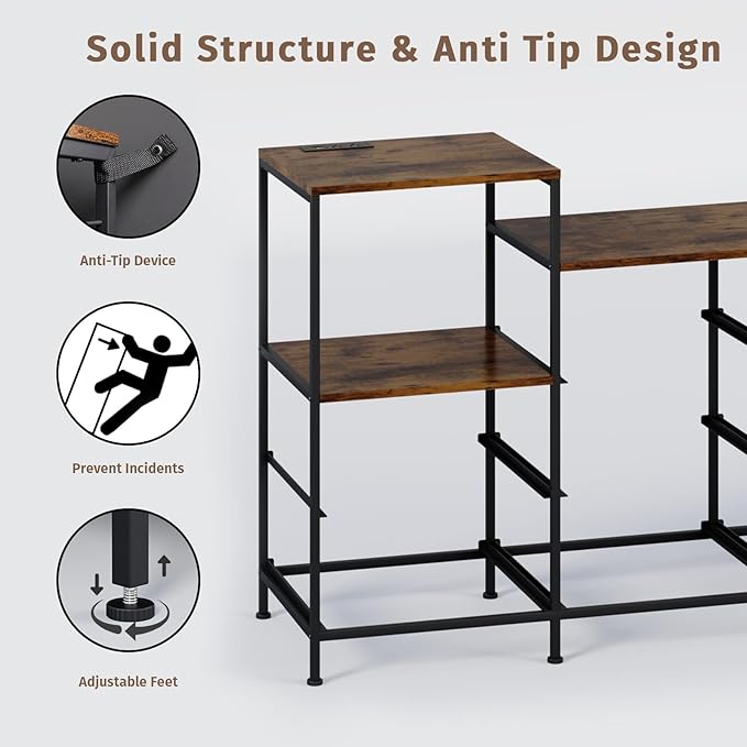 TV Stand for 50 inch TV with Charging Stantion &amp LED Light Entertainment Center with 10 Fabric Drawers Media Console Table with Open Storage Shelves for Living Room