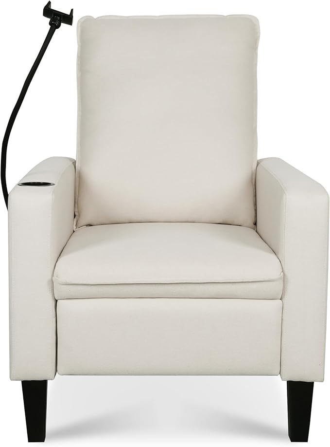 Adjustable Recliner Chairs for Adults Fabric Push Back Recliner with Cup Holder and Phone Holder for Living Room and Bedroom (Beige)