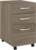 Bush Business Furniture Arrive 60W x 72D L Shaped Reception Desk with Shelf in Storm Gray