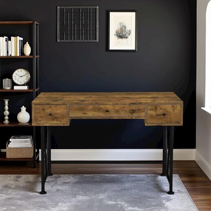 Office Desk with Drawers – Stylish Writing Desk with Storage Computer Desk for Home Office Study Desk with Shelves for Organized Workspace