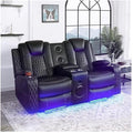 Chicago Home Theater Recliner Chair – Bluetooth Speakers Wireless Charging Power Recline Adjustable Headrest LED Lighting Cup Holders &amp Premium Faux Leather for Ultimate Comfort
