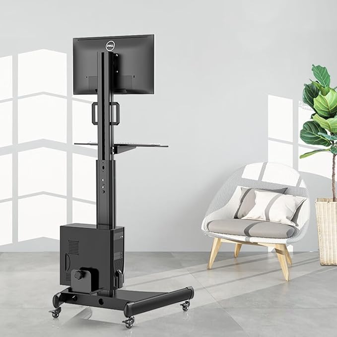 Mobile Workstation with Monitor MountMedical Trolley Cart with Wheels Medical Nurse Hospital Workstation Office Portable Computer Cart Keyboard Tray (F1)