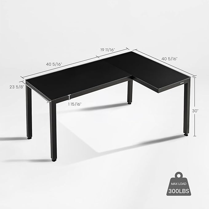 EUREKA ERGONOMIC GTG L Shaped Gaming Desk with LED Glass Right Side