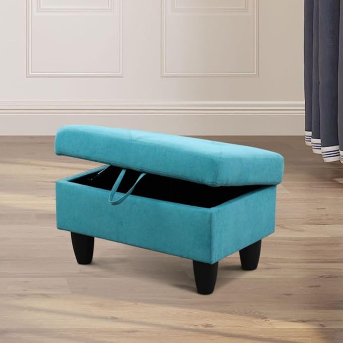 Light Blue L-Shaped 3-Piece Linen Sofa with Storage Ottoman Set Sectional Couch Sofa Set for Living Room Office Small Space
