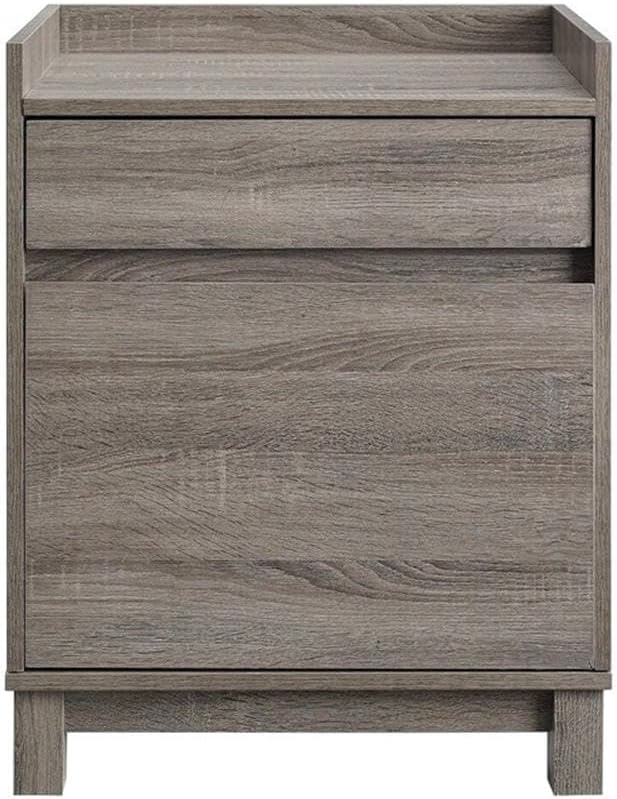 Riverbay Furniture Modern Filing Cabinet 2-Drawer Wood Frame Gray Veneer Finish Compact Office Storage with Hanging File Drawer and Printer Stand 27.13 in H x 22 in W x 17 in D