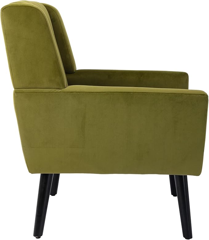 Modern Accent Chair Oversized Accent Chair Corner Chair Mid Century Modern Chair Comfy Reading Chair Upholstered Armchair Modern Chairs for Living Room (Green Velvet)
