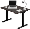 Progressive Desk Stand Up Electric Standing Desk Compact Home Office Table Black Frame and Roasted Walnut MDF Tabletop Prime Ryzer 42 x 24