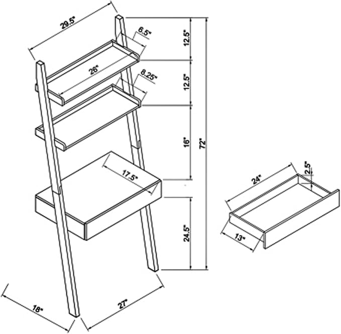 Home Office Desk with Ladder Shelf &amp Drawer Computer Writing Desk with Storage Shelves Modern Small Desk for Bedroom Study