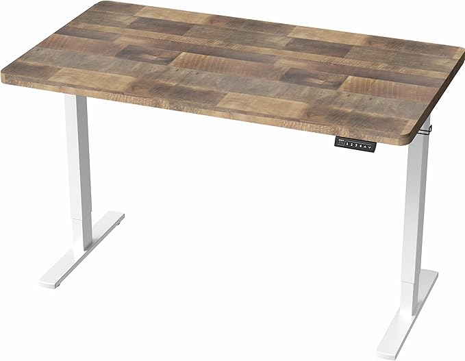 VIVO Electric 43 x 24 in Standing Desk Memory Height Adjustment 1B Series Holds 220 lbs One-Piece Reclaimed Wood Top White Frame DESK-KIT-1W4P
