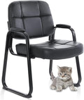 CLATINA Big &amp Tall 500 lbs Waiting Room Chair Leather Office Reception Guest Chair Sled Base with Padded Arms for Elderly Home Desk Conference Room Lobby Side Salon Clinic Black