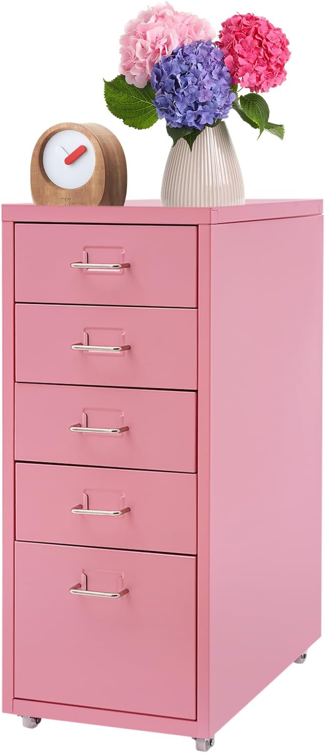 Small Cabinet Office Cabinets 5-Slot Organizer with Drawers Cabinet with Drawer Pink File Cabinets for Bedroom Home Office