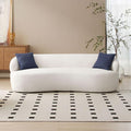 JUSTONE Mid Century Modern Curved Living Room Sofa 3-Seat Boucle Fabric Couch for Bedroom Office Apartment Beige