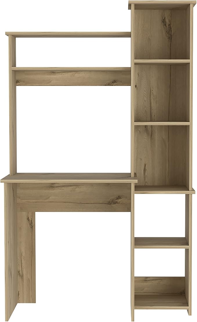 Home Office Desk Writintg Desk Two Superior Shelves Five Cubbies -Light Oak