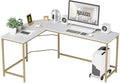 Teraves Reversible L Shaped Desk White - 57.9 Corner Gaming Computer Desk Office Workstation Modern Home Study Writing Wooden Table