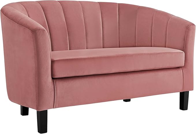 Modway Prospect Channel Tufted Upholstered Velvet Loveseat Dusty Rose