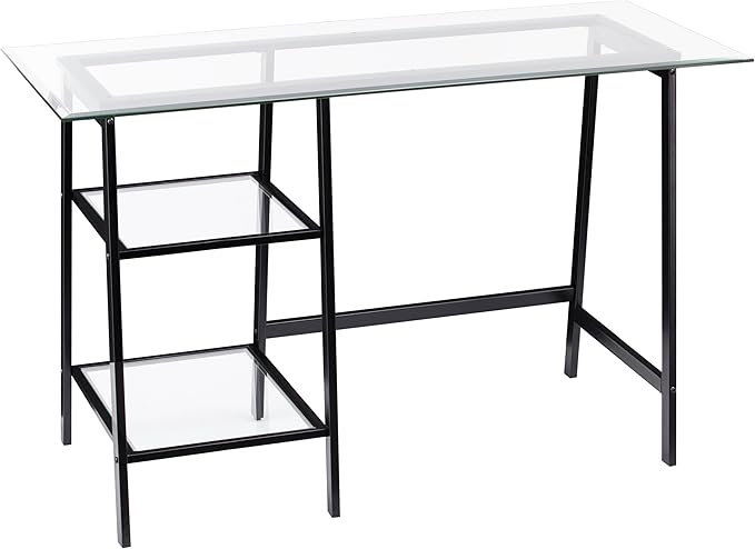SEI FURNITURE Avery Metal &amp Glass A-Frame Writing Desk Black.