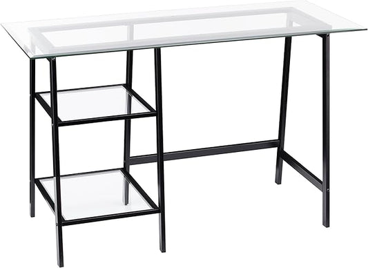 SEI FURNITURE Avery Metal &amp Glass A-Frame Writing Desk Black.