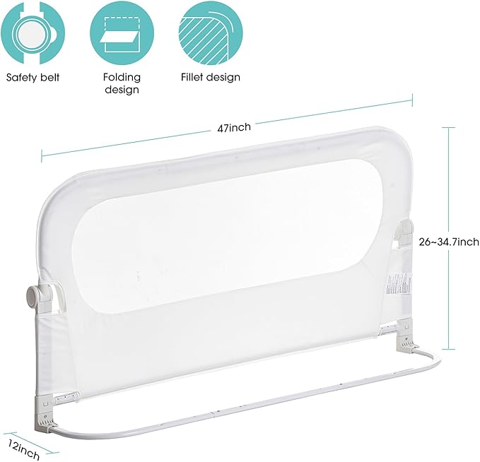 Baby Bed Rail Guard for Toddlers -47 Toddler Bed Rails for Twin Full Queen King Bunk Size Bed Swing Down Bedrail Extral Tall Child Safety Side Railing Guards for Kids