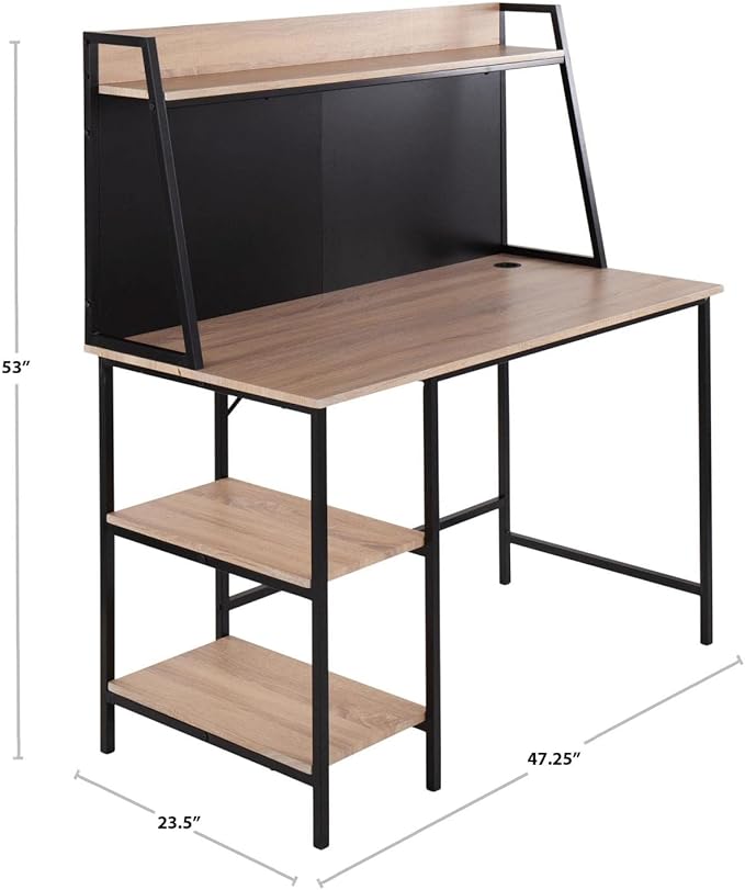 LumiSource Geo Shelf Desk Home Office Desk Computer Desk with Storage Small Desk for Bedroom Gaming Desk Contemporary Desk