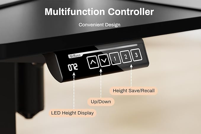 EcoZen Standing Desk Electric Height Adjustable Desk 55 x 33.5 Inches L Shaped Sit Stand up Desk Computer Home Office Desk Memory Preset with Two-Piece Fir Wood Desktop (Black 55 * 33.5 Inch)