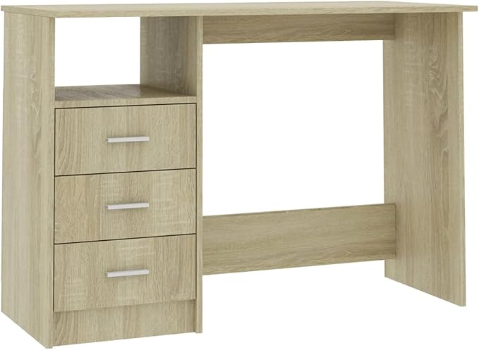 REWIS Desk with Drawers Modern Desk with Drawers Simple Solid Wood Desk with Drawer for Office Home Basic Desk Small Desk with Drawers Desk with Drawe Sonoma Oak 43.3x19.7x29.9 Engineered Wood