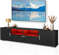 63 Inch Black TV Stand with 16-Color LED Lights Classic Modern Entertainment Center with Horizontal Drawer &amp Side Cabinets for TVs up to 75 Inches Wood Media Console