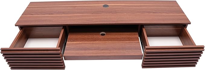 Wall Mounted Desk Floating Wall Desk Floating Computer Desk Multifunctional Laptop Computer Table Workstation with Drawers Wall Mounted Table for Home Office 15 x 60 x 9.5in Brown