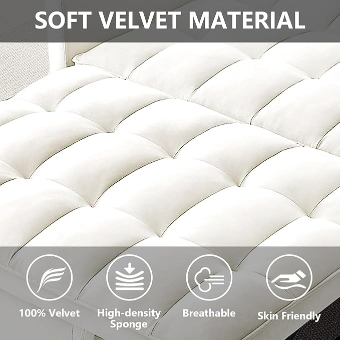 3 in 1 Convertible Sleeper Sofa BedFuton Couch with Pull-Out Bed &amp Adjustable BackrestVelvet Fabric Loveseat Sleeper with Side Pocket for Small Apartment Living Room Office (Beige) | Adjustabl