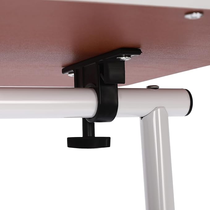 Adjustable Height Standing Desk Portable Mobile Laptop Desk Rolling Computer Stand w/Storage Bag and 360° Swivel Wheels for Small Spaces and Home Offices (White Adjustable Height:32-47in)