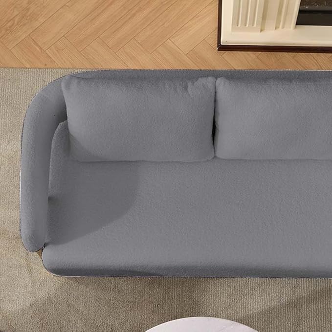 Teddy Fabric Accent Chair Modern Side Chair with Gold Metal Legs 51 Inch Wide Upholstered Loveseat for Living Room Dressing Area Office (Grey+Gold)
