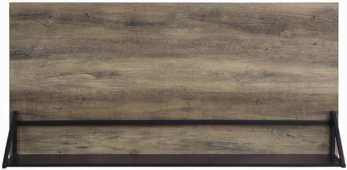 Rustic Oak and Black 2-Shelf Computer Writing Work Study Desk with H-Shaped Base for Study and Home Office