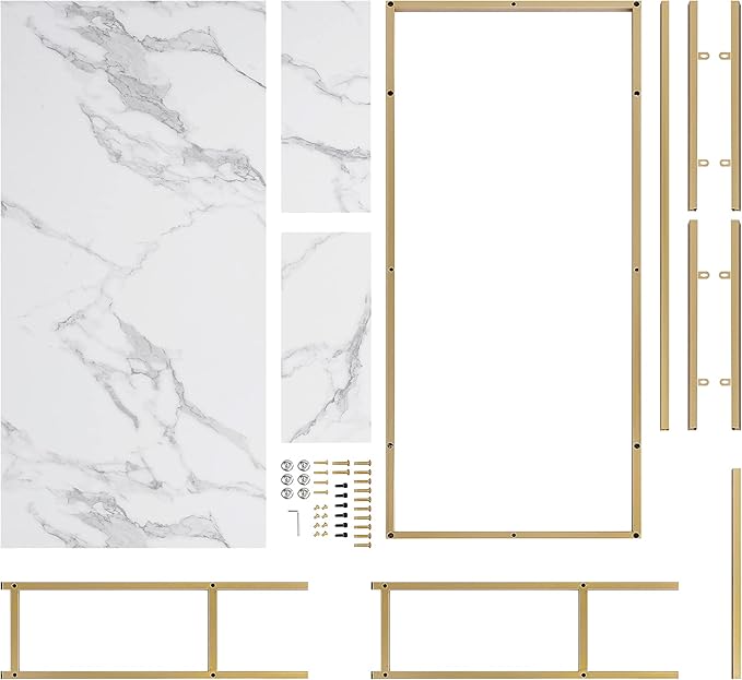 ivinta Computer Desk Home Office Desk with Storage Shelves for Living Room Bedroom Office Whale-ML55 (White and Gold 55)