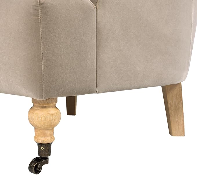 Jennifer Taylor Home Eloise 30 Pleated Sock Arm Living Room Accent Armchair Mink Beige Performance Velvet