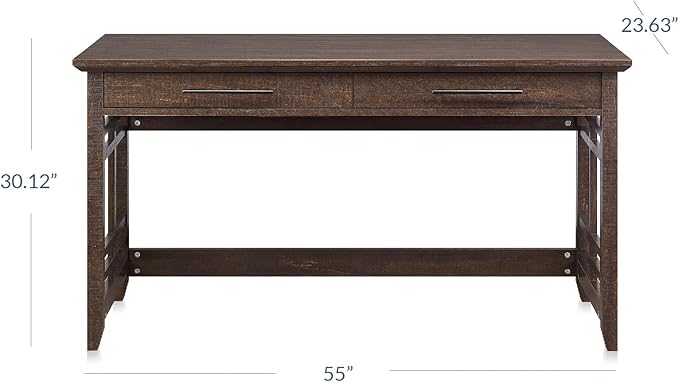 BELLEZE Modern Simple Home Office Computer Laptop Writing Desk Wood Study Table Workstation with Drawers - 55 Inch - Norrell (Espresso)
